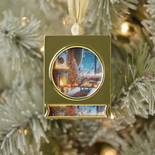 Weihnachts-Liebe Banner-Ornament Gold (Baum)