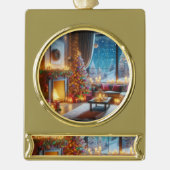 Weihnachts-Liebe Banner-Ornament Gold (Vorderseite)