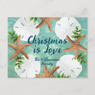Weihnachts Liebe Beach Wreath Sea Green Postcard Feiertagspostkarte