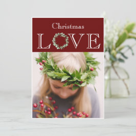 Weihnachts-Liebe Foto Eucalyptus Wreath Red Feiertagskarte