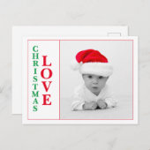 Weihnachts-Liebe Foto Rote grüne Typografie Urlaub Postkarte (Vorne/Hinten)