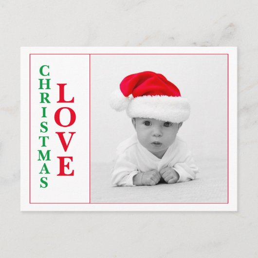 Weihnachts-Liebe Foto Rote grüne Typografie Urlaub Postkarte (Vorderseite)