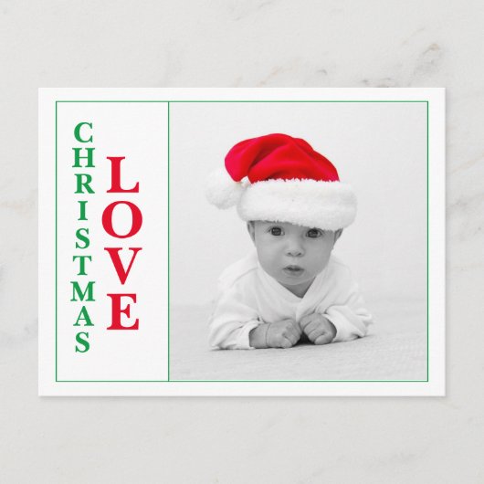 Weihnachts-Liebe Foto Rote grüne Typografie Urlaub Postkarte (Vorderseite)
