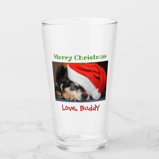 Weihnachts-Liebe Hund Katze Vater Foto Pet Beer Pi Glas (Vorderseite)