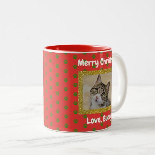 Weihnachts-Liebe Hund Katze Vater Mama Haustier Fo Zweifarbige Tasse (VorderseiteRechts)