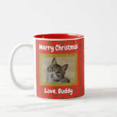 Weihnachts-Liebe Hund Katze Vater Mama Haustier Fo Zweifarbige Tasse (Links)