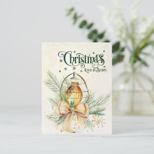 Weihnachts-Liebe ist Geboren John 3:16 Postkarte (Stehend Vorderseite)