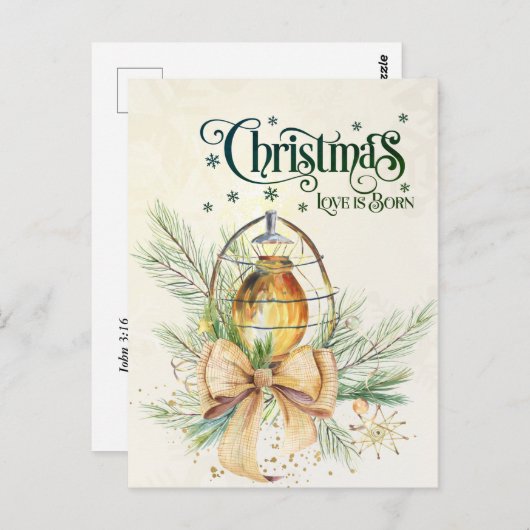 Weihnachts-Liebe ist Geboren John 3:16 Postkarte (Vorne/Hinten)