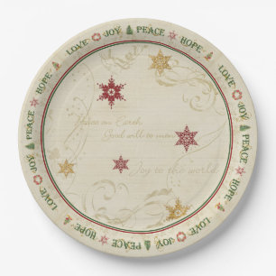 Weihnachts-Liebe JoPeace Typografy Gold Snowflake Pappteller