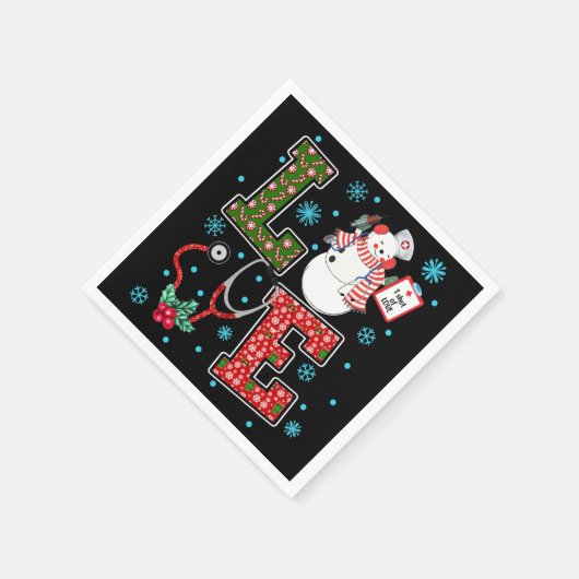 Weihnachts-Liebe Krankenschwester Niedlich Medical Serviette (Ecke)