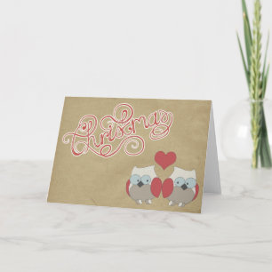 Weihnachts-Liebe Owls Grußkarte Feiertagskarte