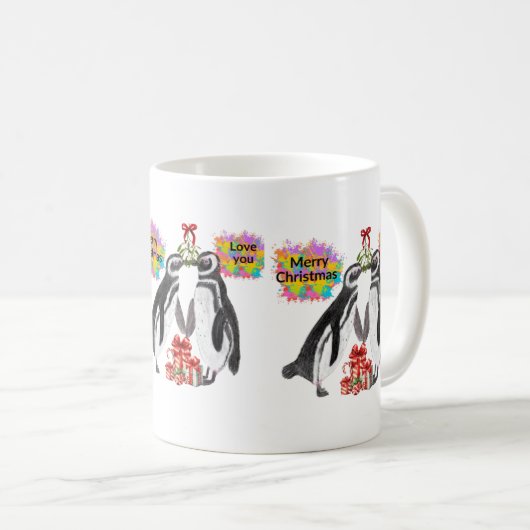 Weihnachts-Liebe Pinguin Kaffeetasse (VorderseiteRechts)