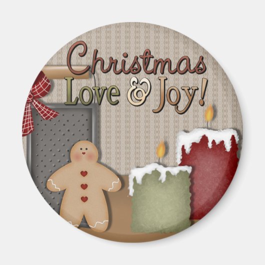 Weihnachts-Liebe und Joy Gingerbread Candles Magne Magnet (Vorne)