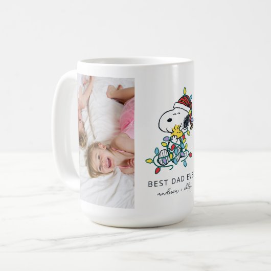 Weihnachts-Liebe und Lichter - Bestes Vater-Foto Kaffeetasse (Vorderseite Links)