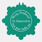 Weihnachts-Liebe von Santa Bright Green Ornament Karte (Rückseite)