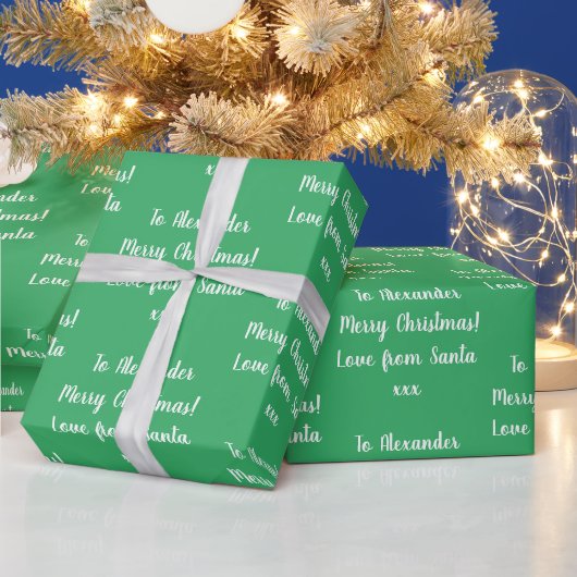Weihnachts-Liebe von Santa Personalisiert Green Geschenkpapier (Feiertage)