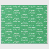 Weihnachts-Liebe von Santa Personalisiert Green Geschenkpapier (Flach)