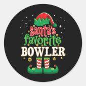 Weihnachts-Lieblings-Bowler-Bowling Runder Aufkleber (Vorderseite)