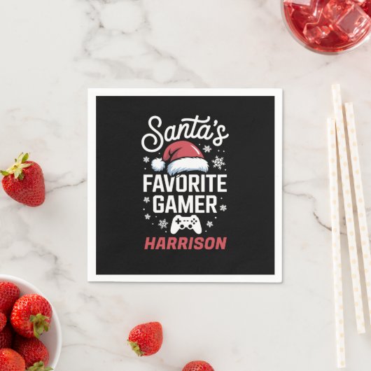 Weihnachts Lieblings-Gamer Personalisiert Gaming-X Serviette (Beispiel)