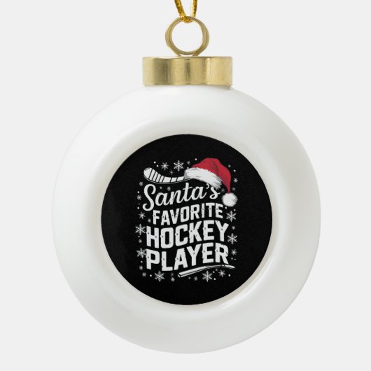 Weihnachts Lieblings-Hockey-Spieler Pajama Weihnac Keramik Kugel-Ornament (Vorderseite)