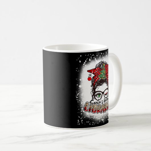 Weihnachts Lieblings-Librarian-Messy Bun-Mama Weih Kaffeetasse (VorderseiteRechts)