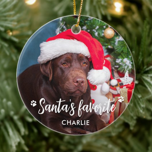 Weihnachts Lieblings-Pet-Welpen-Foto Keramik Ornament
