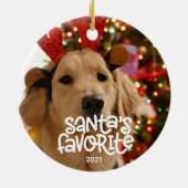 Weihnachts Lieblings-Spaß Weihnachten Welpen-Hund  Keramik Ornament (Hinten)