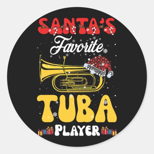 Weihnachts Lieblings-Tuba-Spieler Xmas Weihnachtsm Runder Aufkleber (Vorderseite)