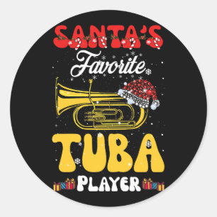 Weihnachts Lieblings-Tuba-Spieler Xmas Weihnachtsm Runder Aufkleber