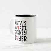 Weihnachts Lieblingshockeyspieler, Weihnachtsgesch Zweifarbige Tasse (Vorderseite Links)