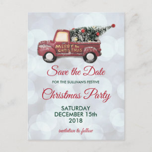 Weihnachts-Lieferwagen-Party Termin vormerken Postkarte