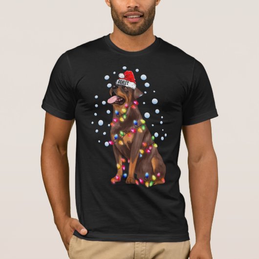 Weihnachts Light Rottweiler Hund Welpe T-Shirt (Vorderseite)
