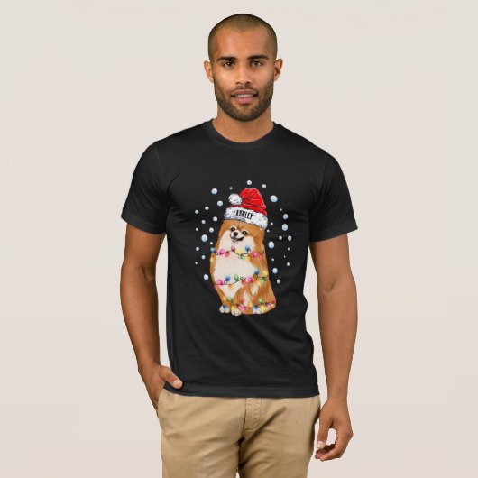Weihnachts-Light-Spitz-Hund-Pupp T-Shirt (Vorne ganz)