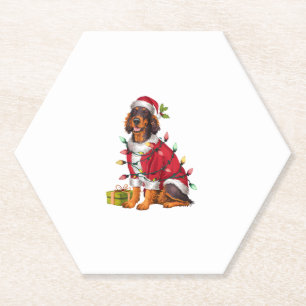 Weihnachts-Lighting Santa Irish Setter Dog Weihnac Untersetzer