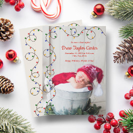 Weihnachts-Lights Baby Foto Geburtshinweise Feiertagskarte