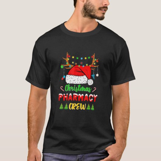Weihnachts-Lights Pharmacy-Crew Rentier Sant T-Shirt (Vorderseite)