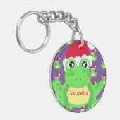 Weihnachts Lila Frog Weihnachtsmannmütze Muster Ne Schlüsselanhänger (Vorderseite links)