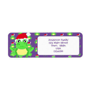 Weihnachts Lila Frosch Weihnachtsmannmütze Muster