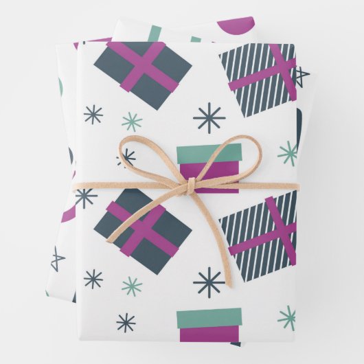 Weihnachts lila Pastellfarben einfach witzig Geschenkpapier Set (Beispiel)