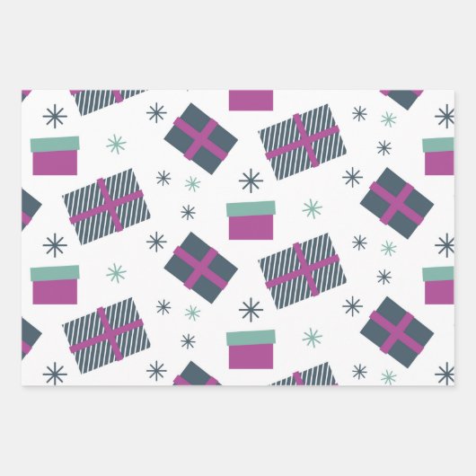 Weihnachts lila Pastellfarben einfach witzig Geschenkpapier Set (Vorderseite)