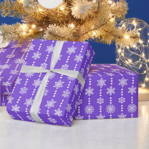Weihnachts-Lila- und Weißschneeflocken-Muster Geschenkpapier