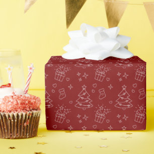 Weihnachts-Linienkunst-Wrap-Papierrolle Geschenkpapier