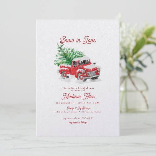 Weihnachts-Little-Truck-Brautparty Einladung (Stehend Vorderseite)