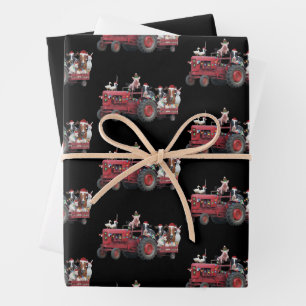 Weihnachts-LKW Bauernhoftiere Land Traktor Xmas Geschenkpapier Set