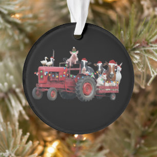 Weihnachts-LKW mit Bauernhoftieren Landtraktor Wei Ornament
