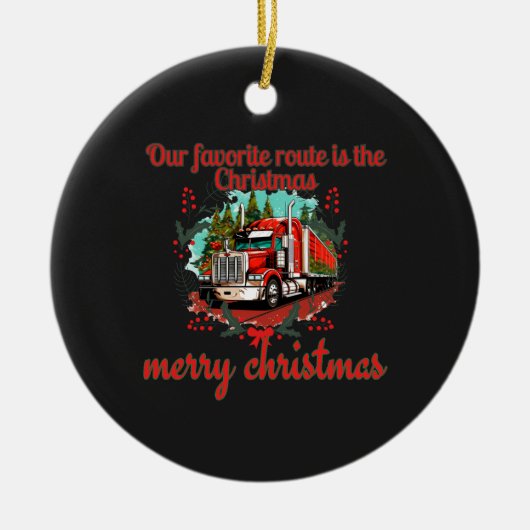 Weihnachts-Lkw-Route Urlaub Fahren Festivals Jour Keramik Ornament (Vorne)