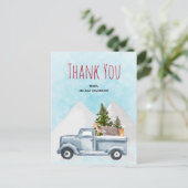 Weihnachts-Lkw Tragend Bäume & Tiere Vielen Dank Postkarte (Stehend Vorderseite)