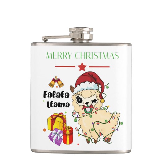 Weihnachts-Llama-Flasche Flachmann (Vorderseite)