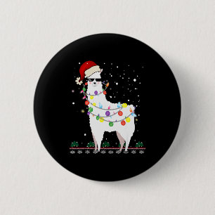 Weihnachts-Llama-Santa-Hut hässlicher Weihnachtsba Button