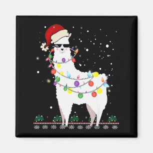 Weihnachts-Llama-Santa-Hut hässlicher Weihnachtsba Magnet
